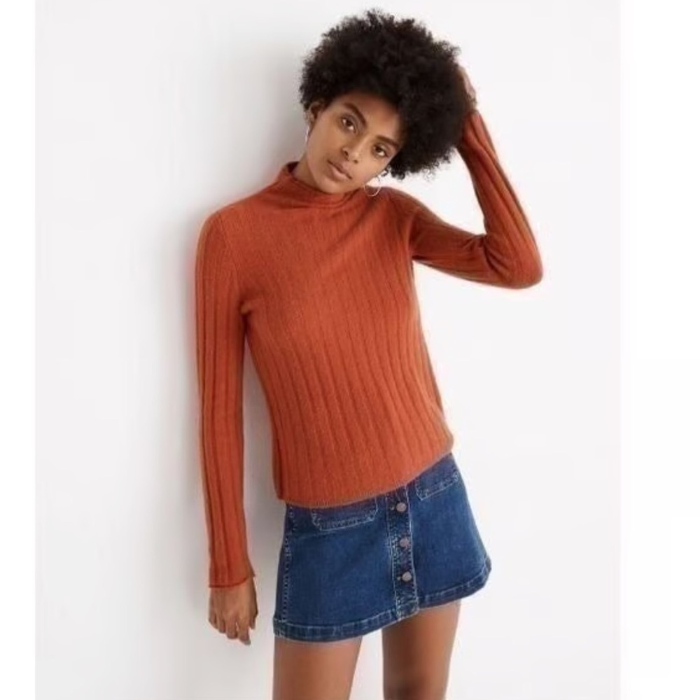 Madewell Rust Evercrest Turtleneck Alpaca Wool Bl… - image 1
